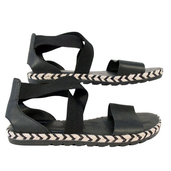 ANTHROPOLOGIE SOREL Ella II Leather Chevron Jute Espadrille Sandals Women's 9 - Picture 3 of 10